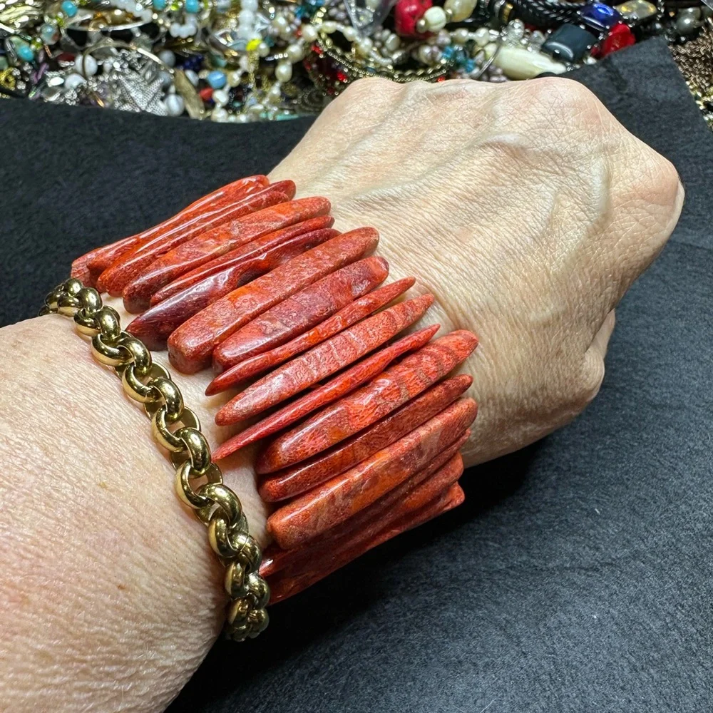 Red Branch Coral Stretch Bracelet